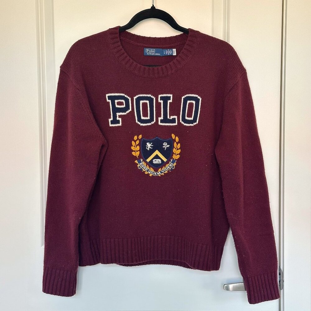 Polo Ralph Lauren Embroidered Logo Wool Sweater | Size: Large